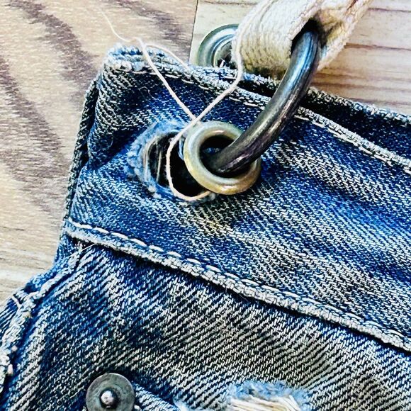 Levi's Vintage Jeans Purse Boho Bag Distressed Big E Denim - Picture 5 of 16
